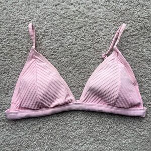 Cotton On Pink Ribbed Triangle Bikini Top